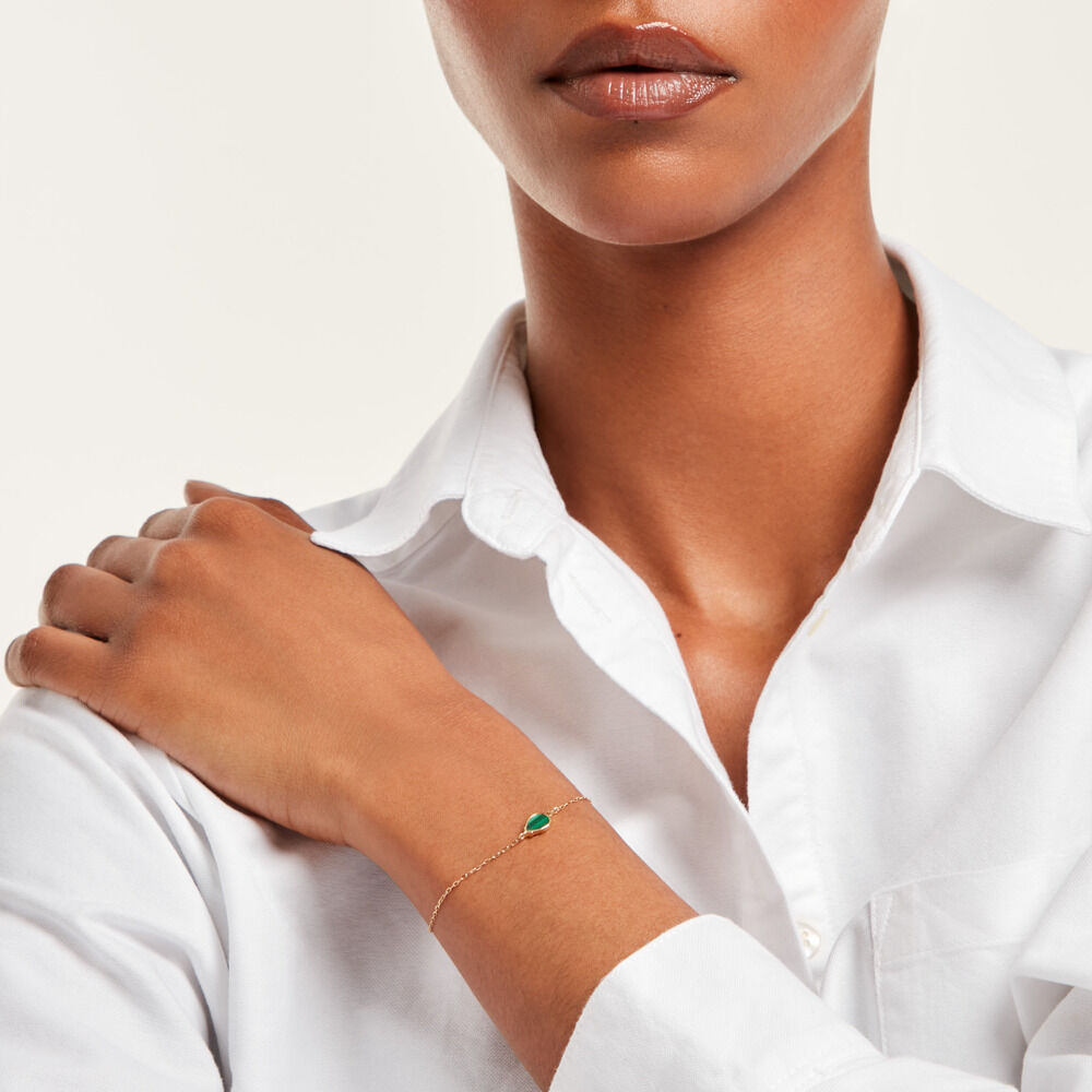 Bracelet Luminea Or Jaune Malachite Oxyde De Zirconium - Bracelets cha&icirc;nes Femme | Marc Orian
