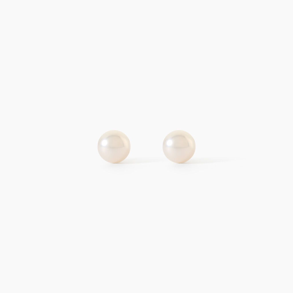 Boucles D'Oreilles Puces Bianca Or Jaune Perle De Culture - Puces Enfant | Marc Orian