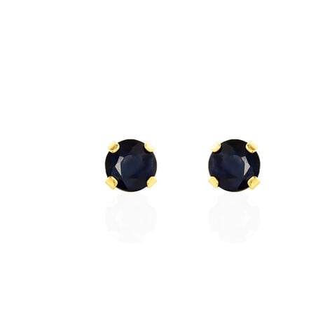 Boucles D'oreilles Puces Elea Serti Griffe Or Jaune Saphir - Puces Femme | Marc Orian
