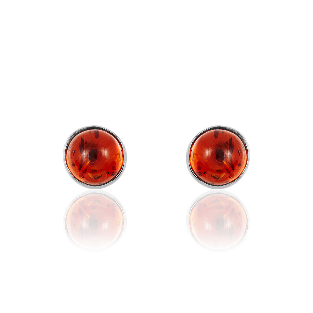 Boucles D'oreilles Puces Brunhild Argent Blanc Ambre - Puces Femme | Marc Orian