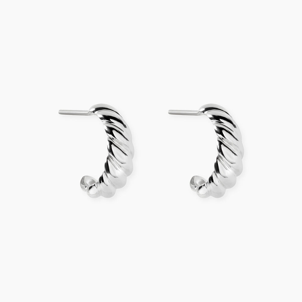 Cr&eacute;oles Croissant Argent Blanc - Cr&eacute;oles Femme | Marc Orian