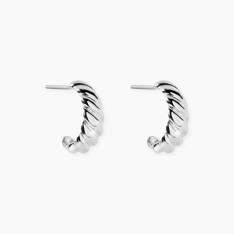 Cr&eacute;oles Croissant Argent Blanc - Cr&eacute;oles Femme | Marc Orian