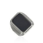 Chevaliere Acier Blanc Romanus Pierre - Bijoux fantaisie Homme | Marc Orian