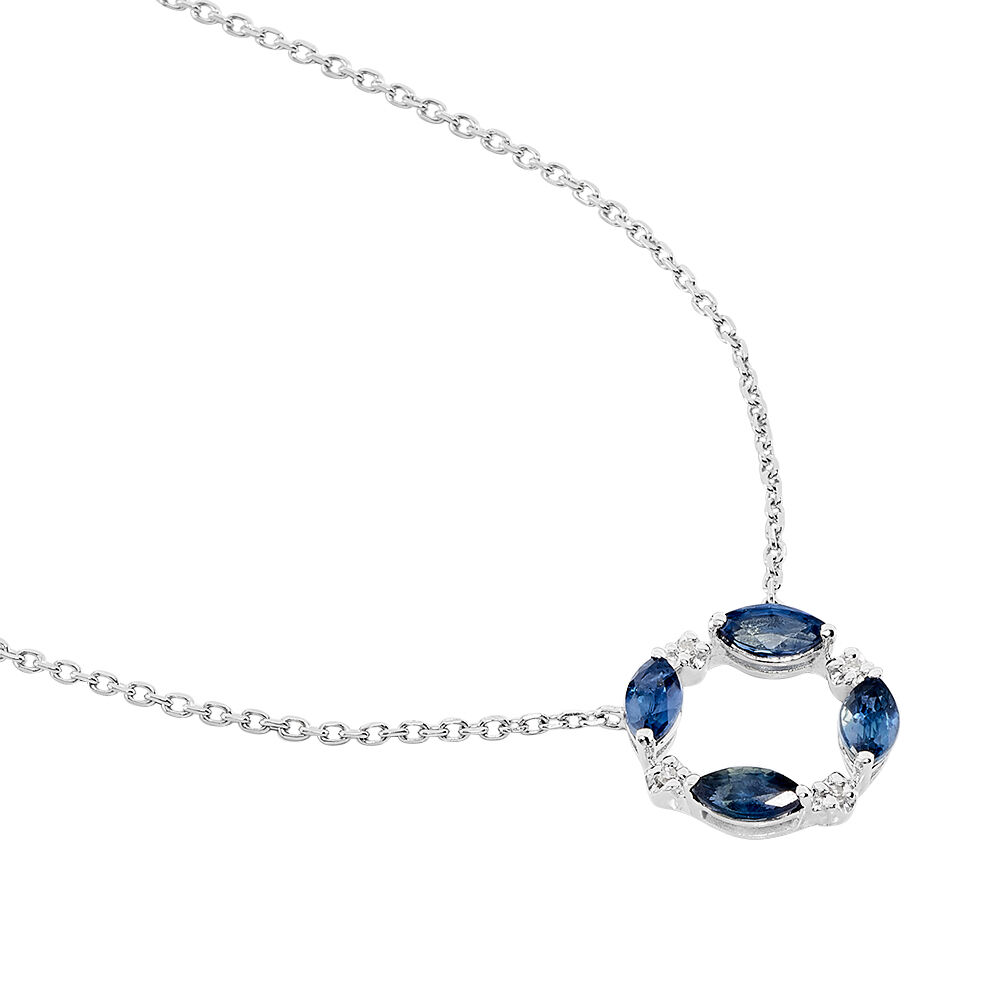 Collier Arlina Or Blanc Saphir Et Diamant - Colliers avec pierres Femme | Marc Orian