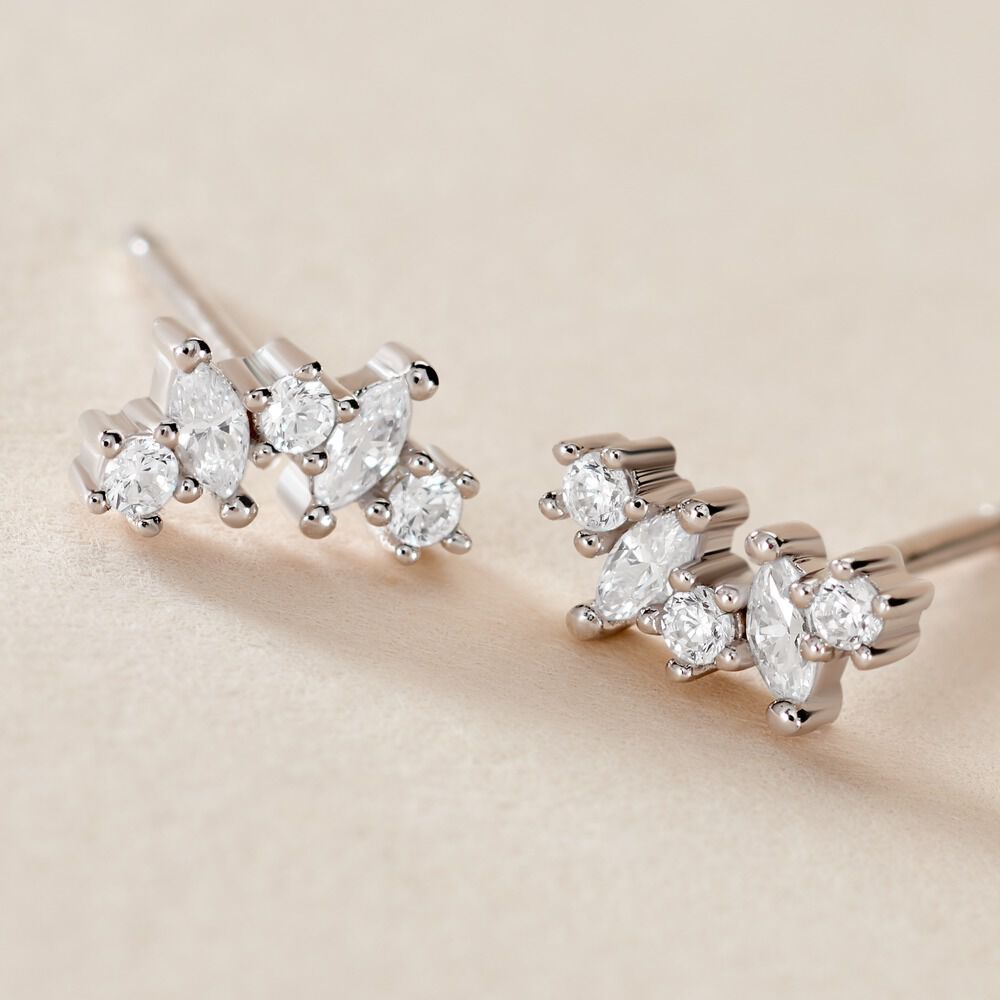 Boucles D'oreilles Puces Argent Eden Oxyde De Zirconium - Puces Femme | Marc Orian