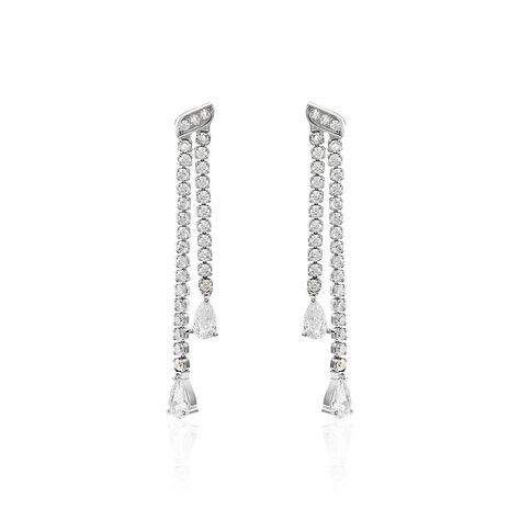 Boucles D'oreilles Pendantes Isalis Argent Blanc Oxyde De Zirconium - Pendantes Femme | Marc Orian