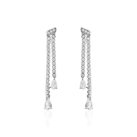 Boucles D'oreilles Pendantes Isalis Argent Blanc Oxyde De Zirconium - Boucles d'oreilles Pendantes Femme | Marc Orian