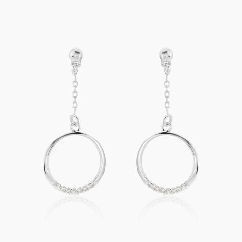 Boucles D'oreilles Pendantes Amma Argent Blanc Oxyde De Zirconium - Pendantes Femme | Marc Orian