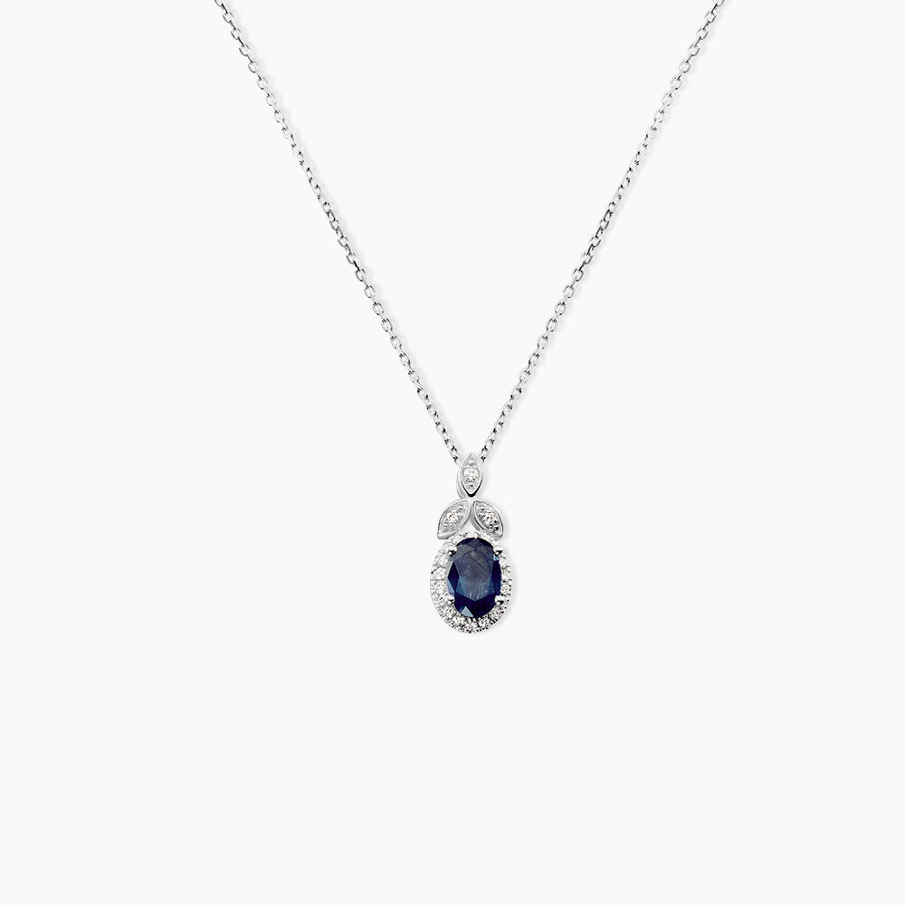 Collier Cloee Or Blanc Saphir Et Diamant - Colliers avec pierres Femme | Marc Orian