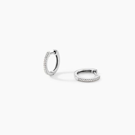 Créoles Aryanna Rondes Or Blanc Diamant - Créoles Femme | Marc Orian