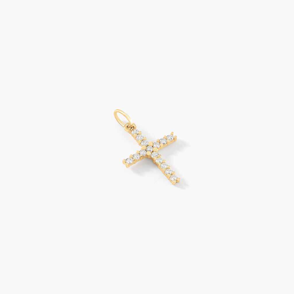 Pendentif Canice Croix Or Jaune Oxyde De Zirconium - Pendentifs Famille | Marc Orian