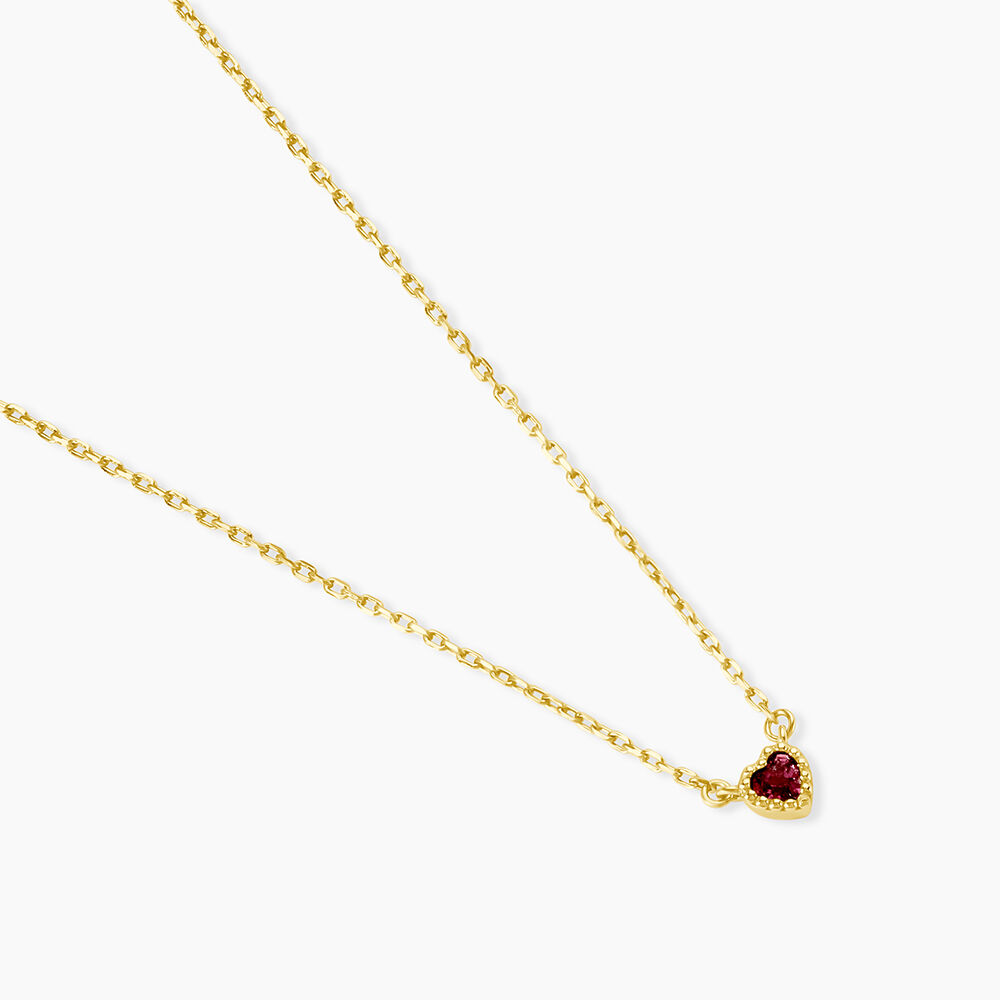 Collier Argent Jaune 925/1000 C&oelig;ur Tourmaline Rose Maille Forcat 42+3Cm - Colliers avec pierres Femme | Marc Orian