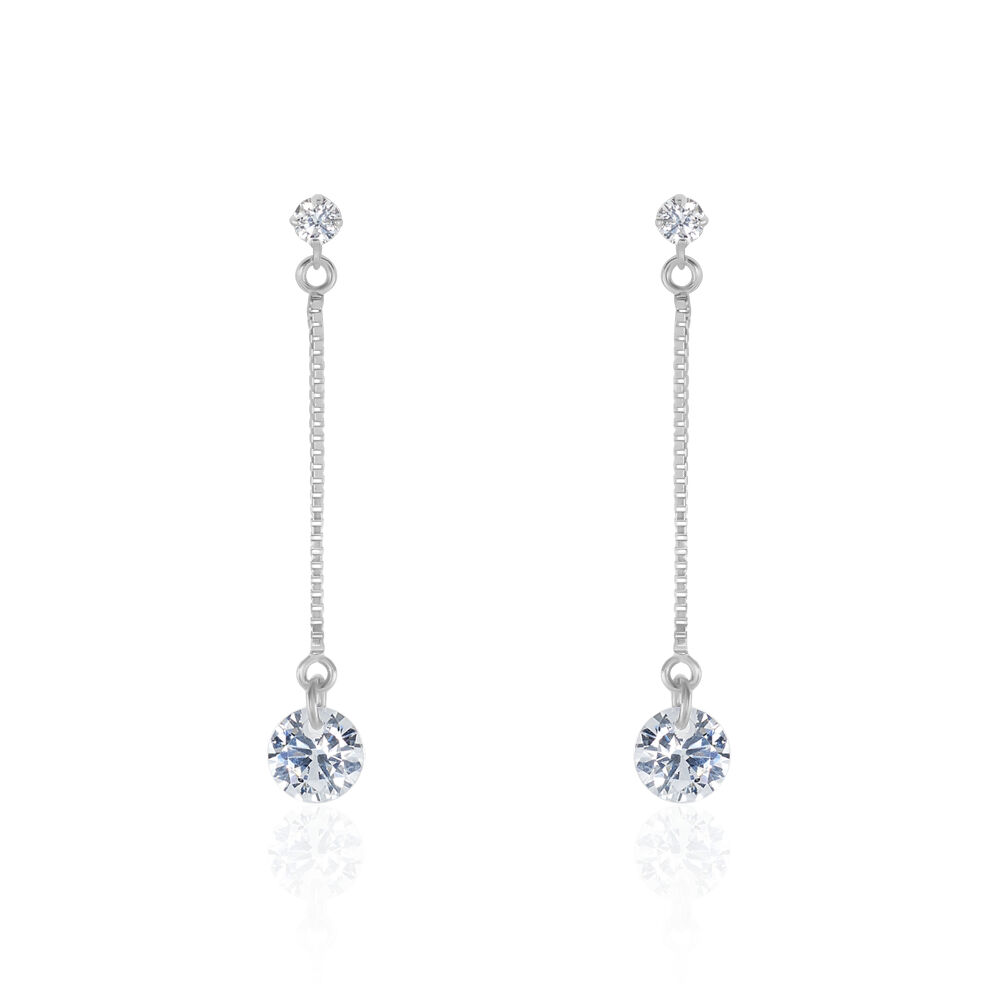 Boucles D'oreilles Pendantes Regane Or Blanc Oxyde De Zirconium - Pendantes Femme | Marc Orian