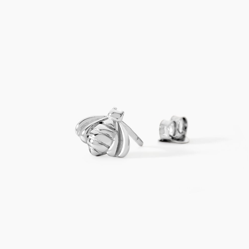 Boucles D'oreilles Puces Bee Argent Blanc - Puces Femme | Marc Orian
