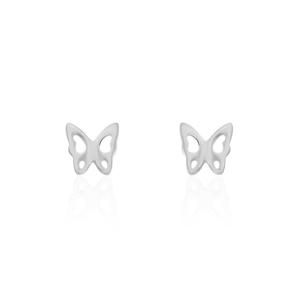 Boucles D'oreilles Puces Bartholomee Papillon Or Blanc - Puces Femme | Marc Orian