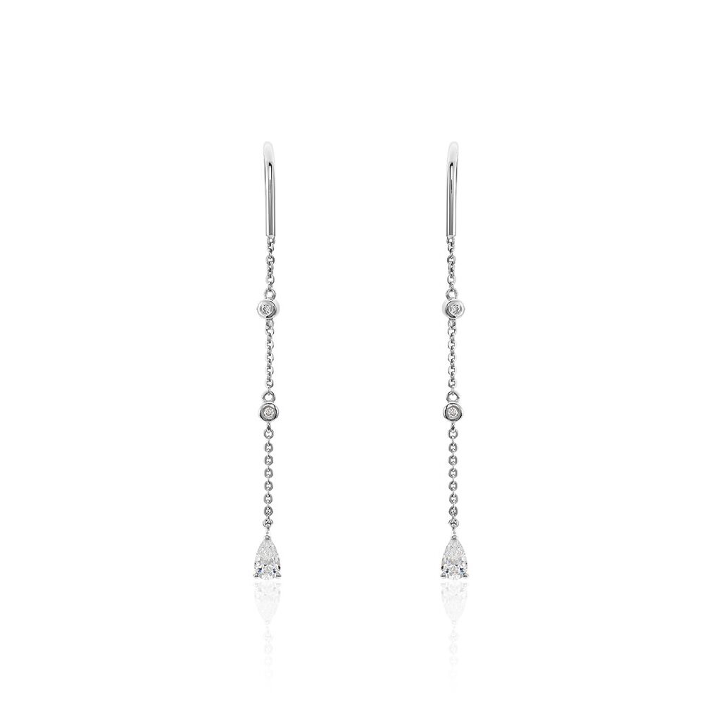 Boucles D'oreilles Pendantes Mascaret Argent Blanc Oxyde De Zirconium - Pendantes Femme | Marc Orian