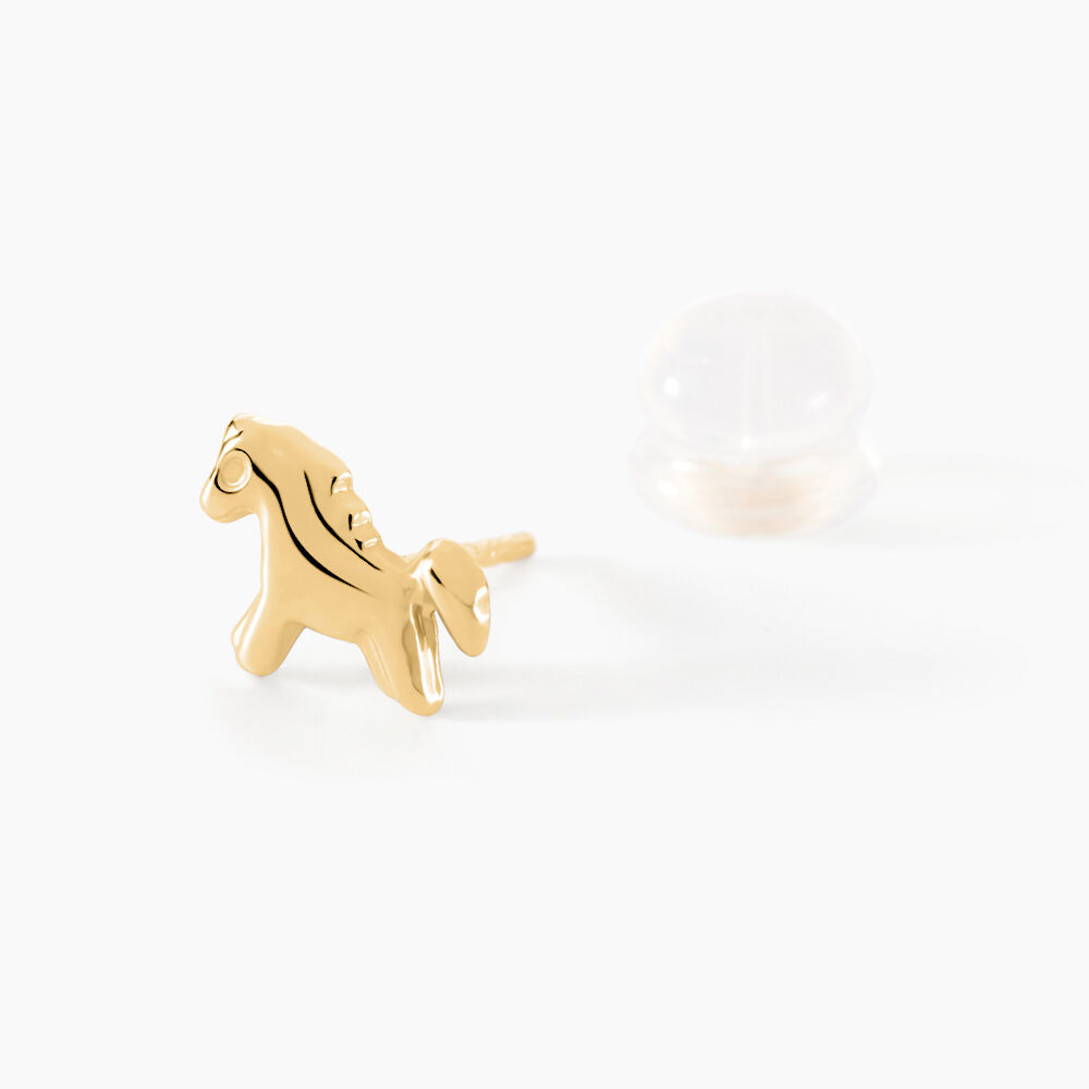 Boucles D'oreilles Puces Freyia Cheval Or Jaune - Puces Enfant | Marc Orian