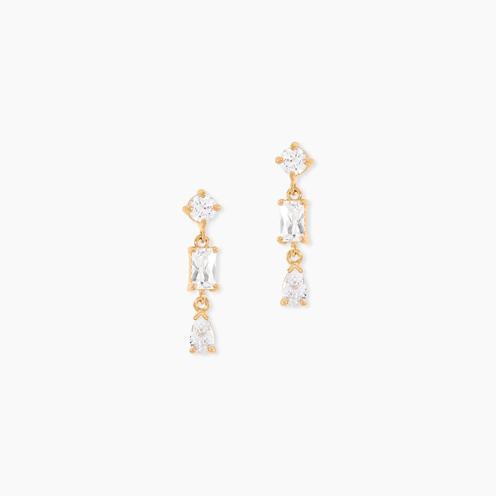 Boucles D'Oreilles Pendantes Sya Plaque Or Jaune Oxyde De Zirconium - Pendantes Femme | Marc Orian