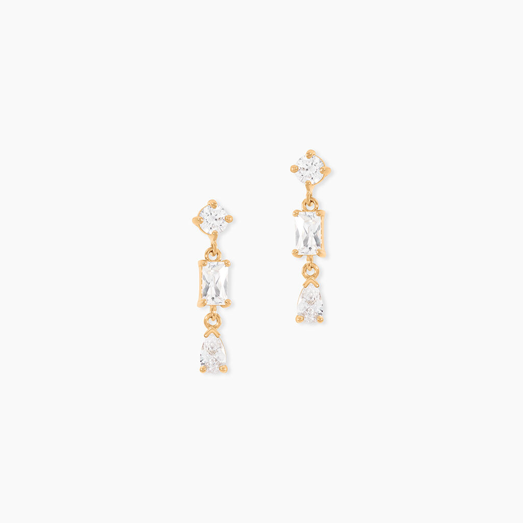 Boucles D'Oreilles Pendantes Sya Plaque Or Jaune Oxyde De Zirconium - Pendantes Femme | Marc Orian