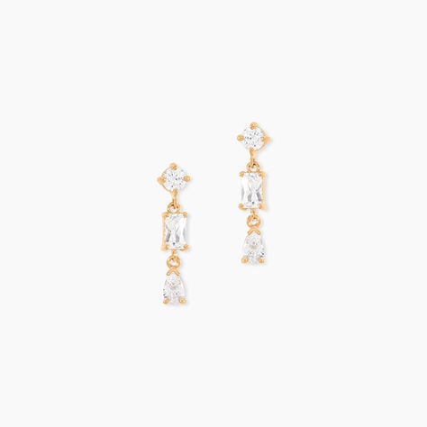 Boucles D'Oreilles Pendantes Sya Plaque Or Jaune Oxyde De Zirconium - Pendantes Femme | Marc Orian