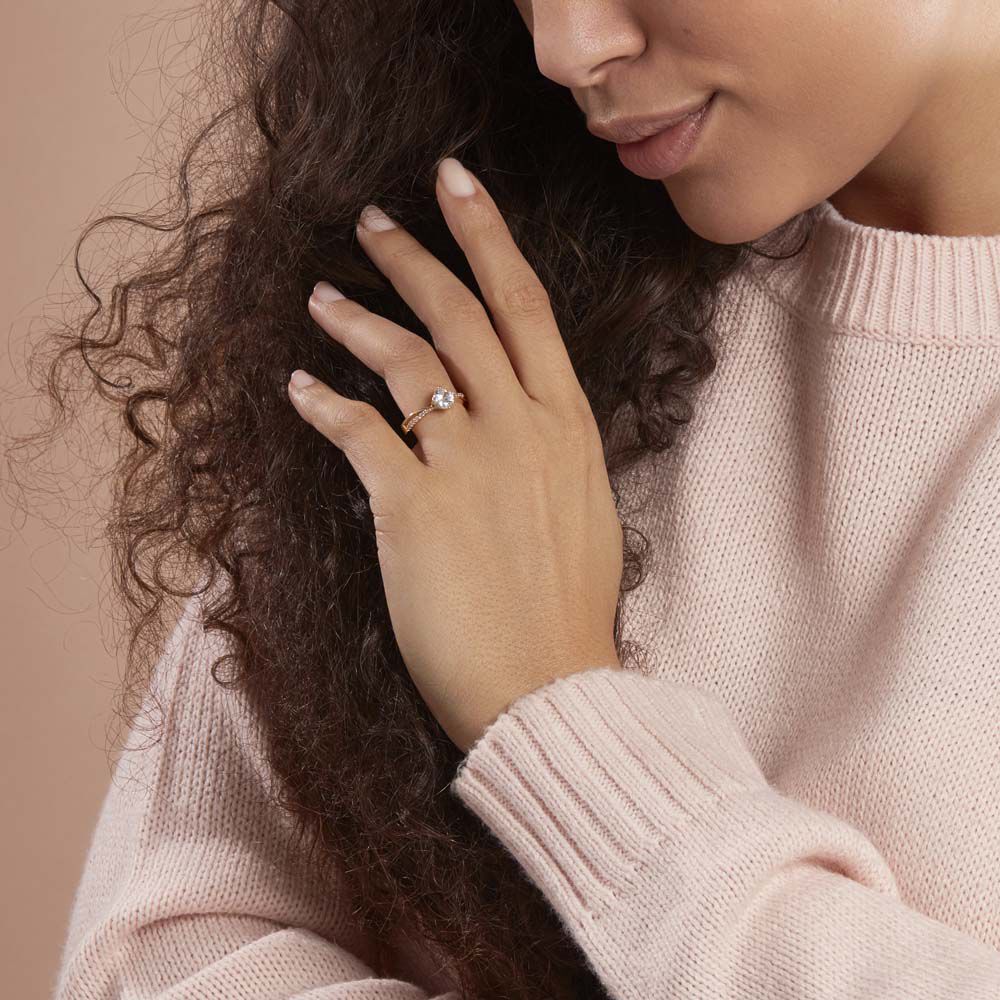 Bague Solitaire Sarah-lee Plaqué Or Jaune Oxyde De Zirconium - Solitaires Femme | Marc Orian