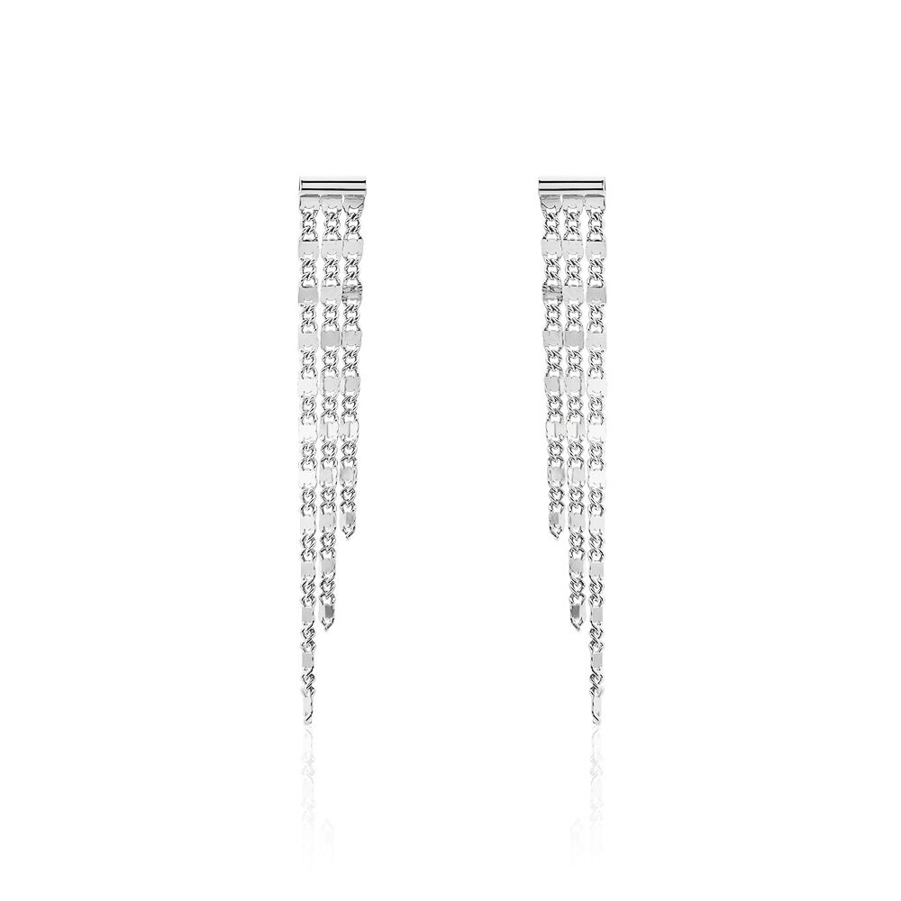 Boucles D'oreilles Pendantes Nissa Argent Blanc - Pendantes Femme | Marc Orian