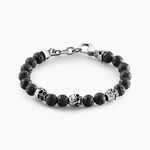 Bracelet Acier Blanc Hantz Pierre De Lave - Bracelets cha&icirc;nes Homme | Marc Orian