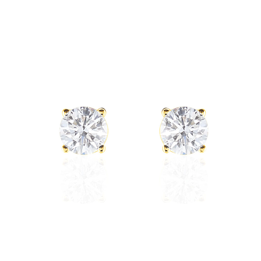 Boucles D'oreilles Puces 4 Griffes Or Jaune Diamant Synthetique - Puces Femme | Marc Orian