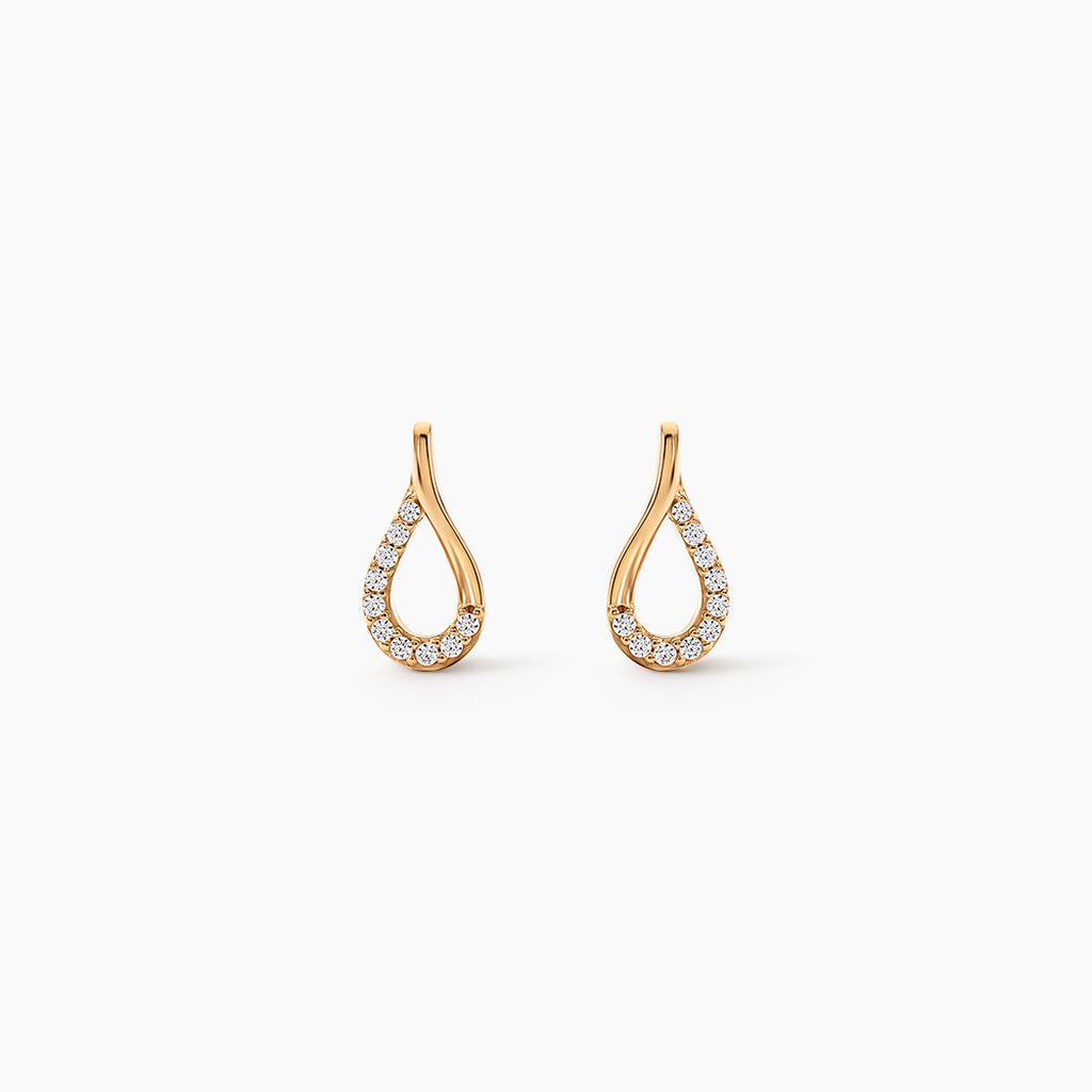Boucles D'Oreilles Puces Monia Plaqu&eacute; Or Jaune Oxyde De Zirconium - Puces Femme | Marc Orian
