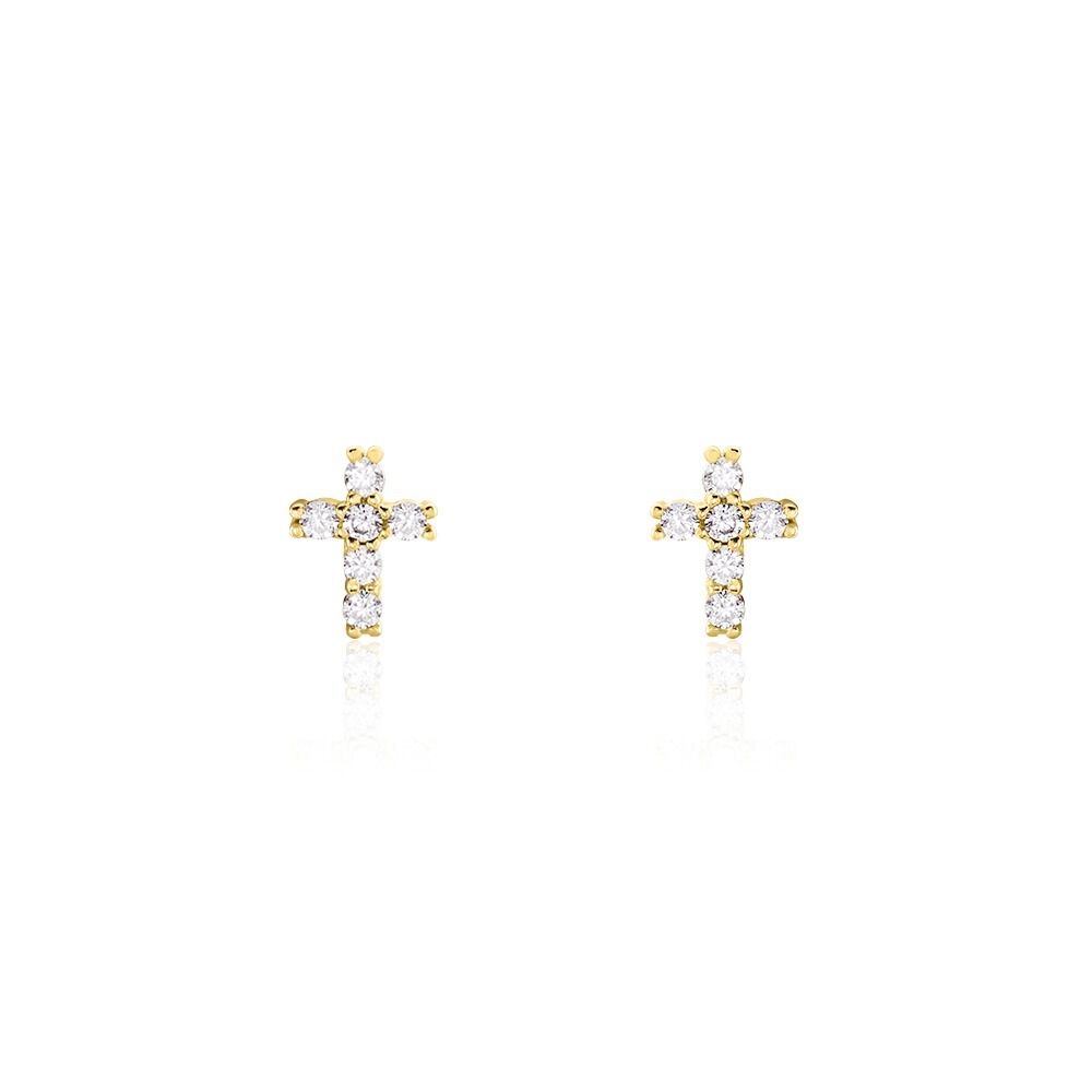 Boucles D'oreilles Puces Luna Or Jaune Oxyde De Zirconium - Puces Femme | Marc Orian