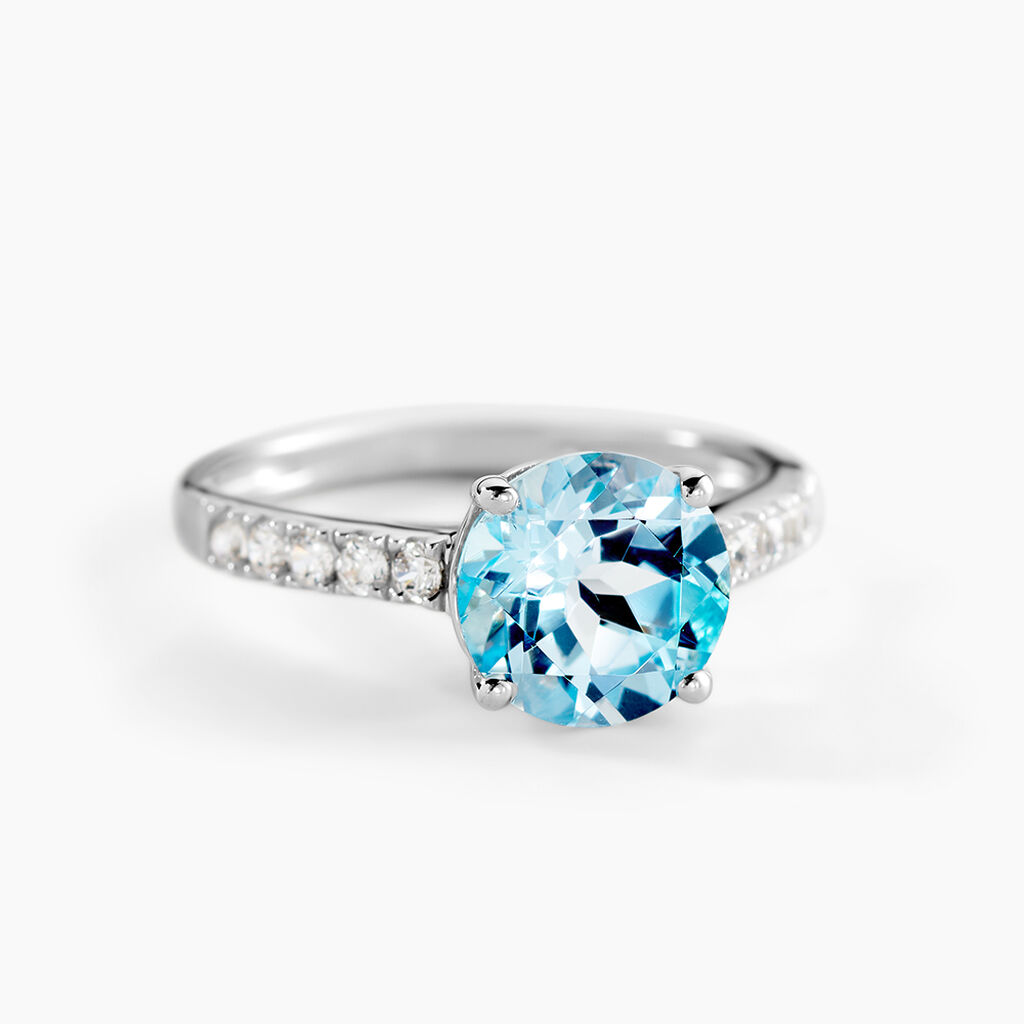 Bague Or Blanc Terese Topaze Oxydes De Zirconium - Bagues pierres fines Femme | Marc Orian