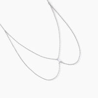 Collier Navette Argent Blanc Oxyde De Zirconium