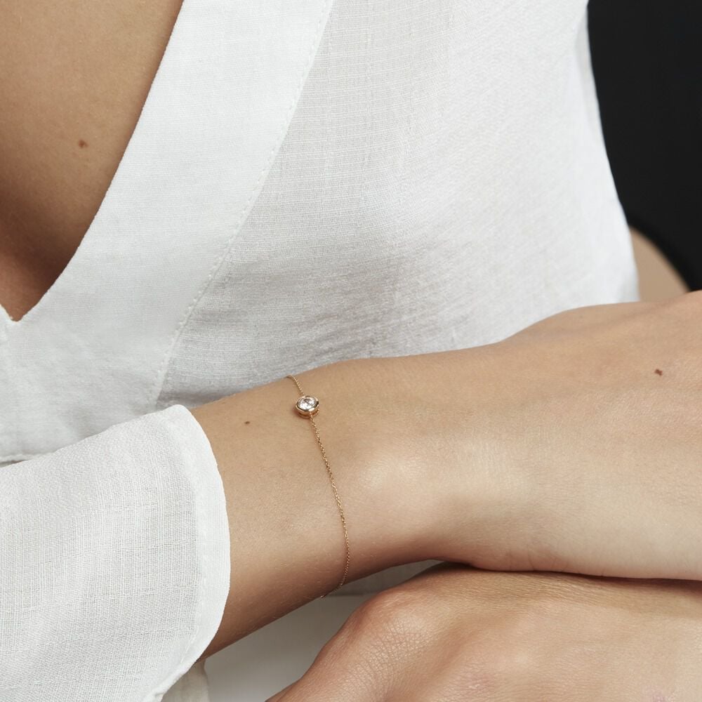 Bracelet Columbine Or Jaune Oxyde De Zirconium Blanc - Bracelets chaînes Femme | Marc Orian