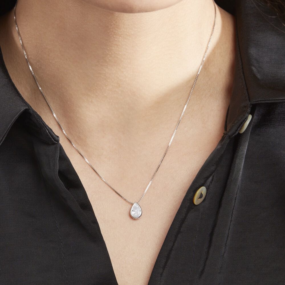 Collier Cherice Argent Blanc Oxyde De Zirconium - Colliers avec pierres Femme | Marc Orian