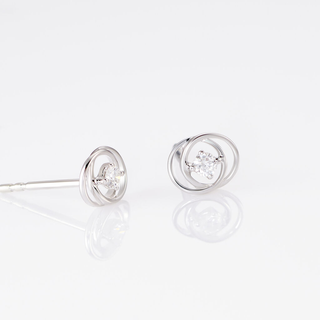 Boucles D'oreilles Puces Nid Amour Or Blanc Diamant - Clous d'oreilles Femme | Marc Orian