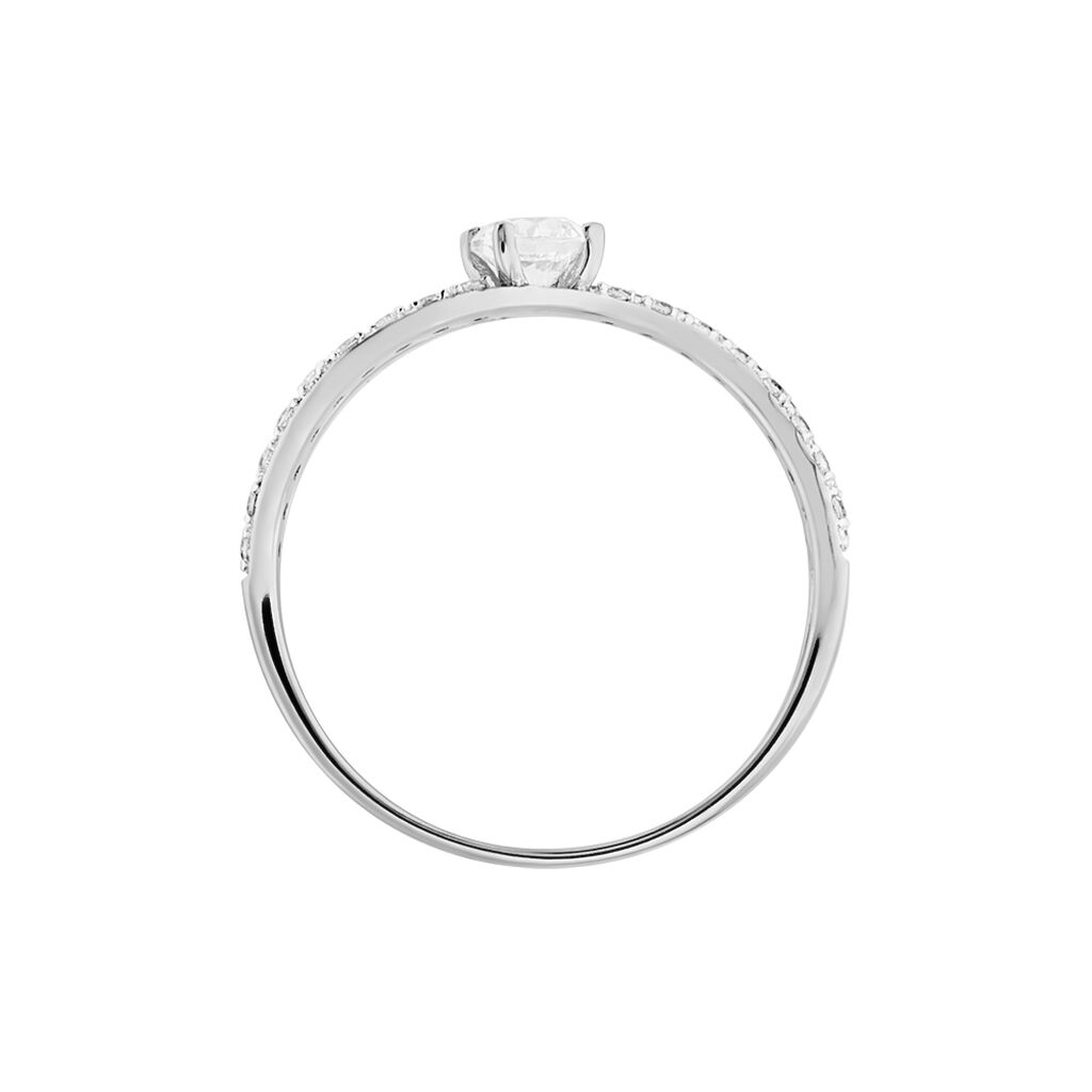 Bague Vrille Double Or Blanc Oxyde De Zirconium - Bagues Solitaire Femme | Marc Orian