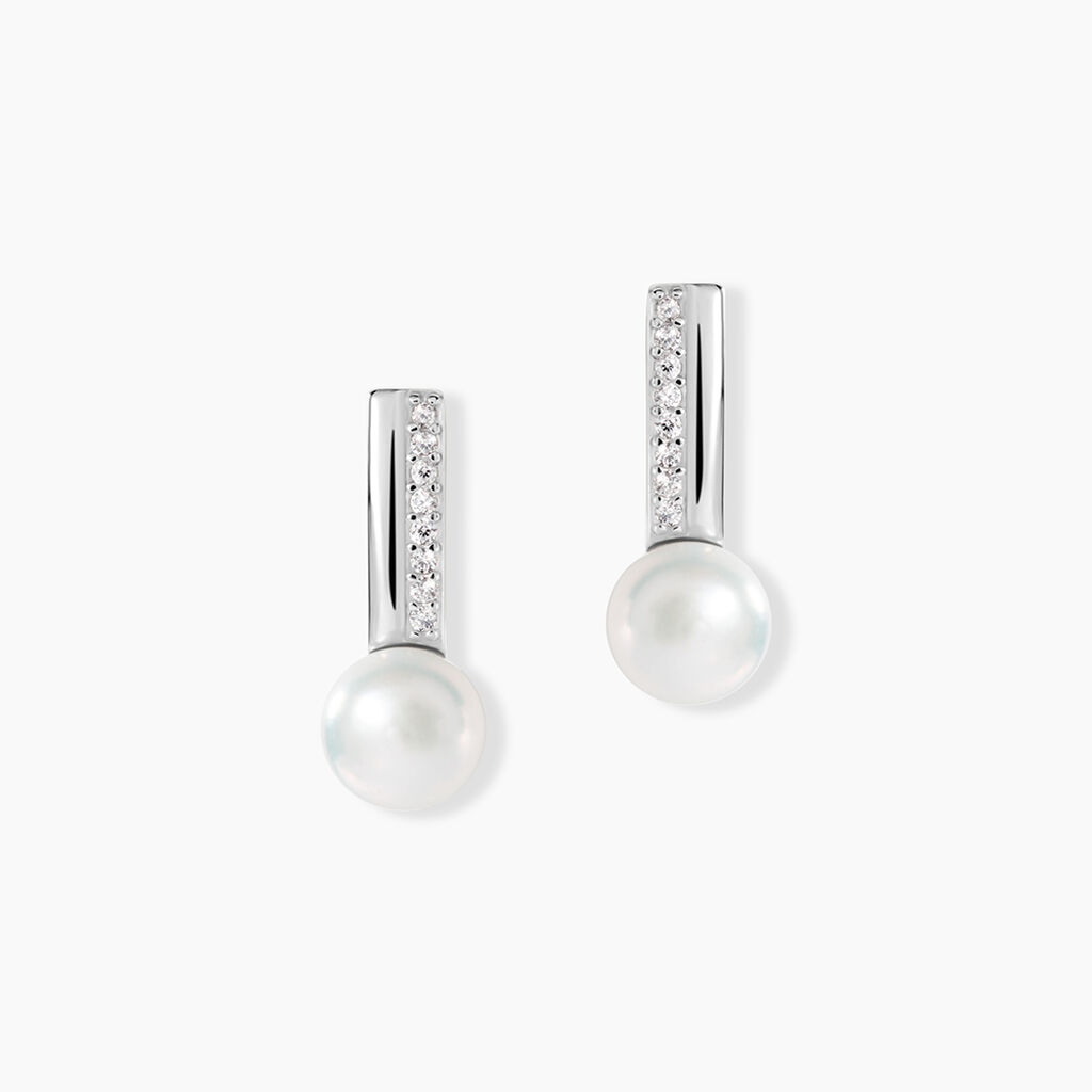 Boucles D'oreilles Pendantes Kathy Argent  Perle De Culture Et Oxyde - Pendantes Femme | Marc Orian