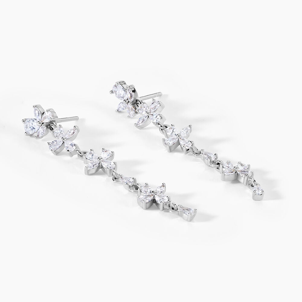 Boucles D'Oreilles Pendantes Feeria Argent Blanc Oxyde De Zirconium - Pendantes Femme | Marc Orian