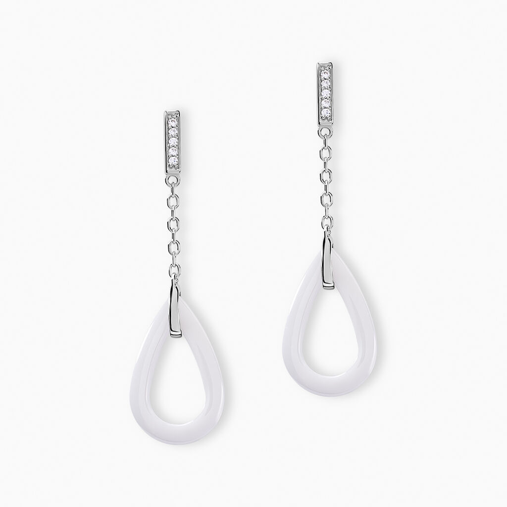 Boucles D'oreilles Pendantes Peer Argent Blanc Oxyde De Zirconium - Pendantes Femme | Marc Orian