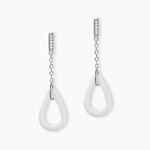 Boucles D'oreilles Pendantes Peer Argent Blanc Oxyde De Zirconium - Pendantes Femme | Marc Orian