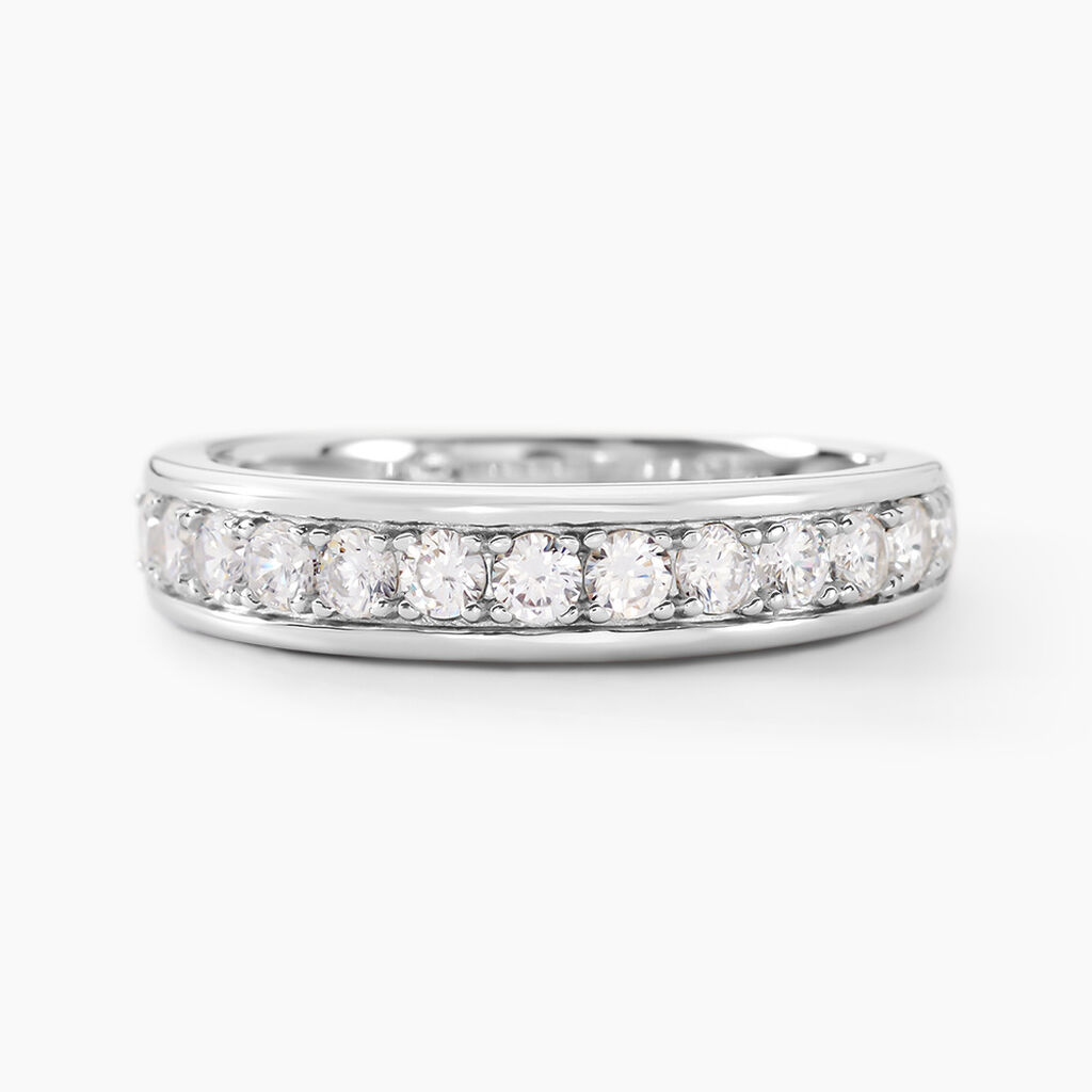 Demi Alliance Heket Argent Blanc Oxyde De Zirconium - Alliances Femme | Marc Orian