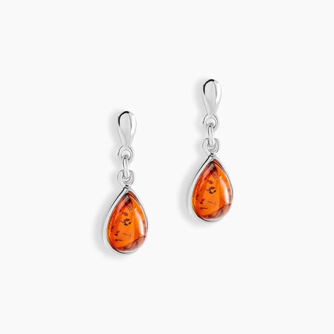 Boucles D'oreilles Argent Blanc Ilena Ambre - Pendantes Femme | Marc Orian