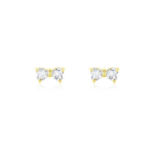 Boucles D'oreilles Puces Darina Noeud Or Jaune Oxyde De Zirconium - Puces Femme | Marc Orian