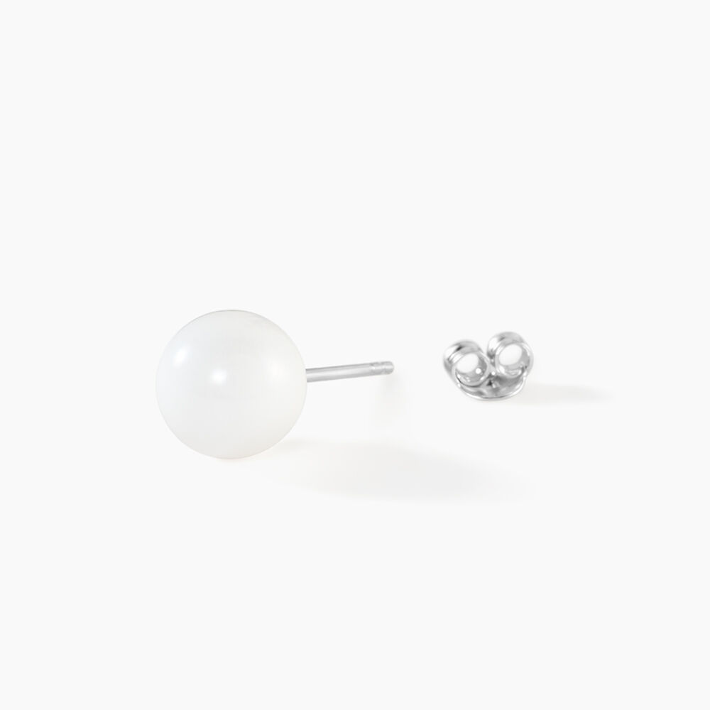 Boucles D'oreilles Puces Orbe Argent Blanc C&eacute;ramique - Puces Femme | Marc Orian