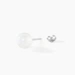 Boucles D'oreilles Puces Orbe Argent Blanc C&eacute;ramique - Puces Femme | Marc Orian