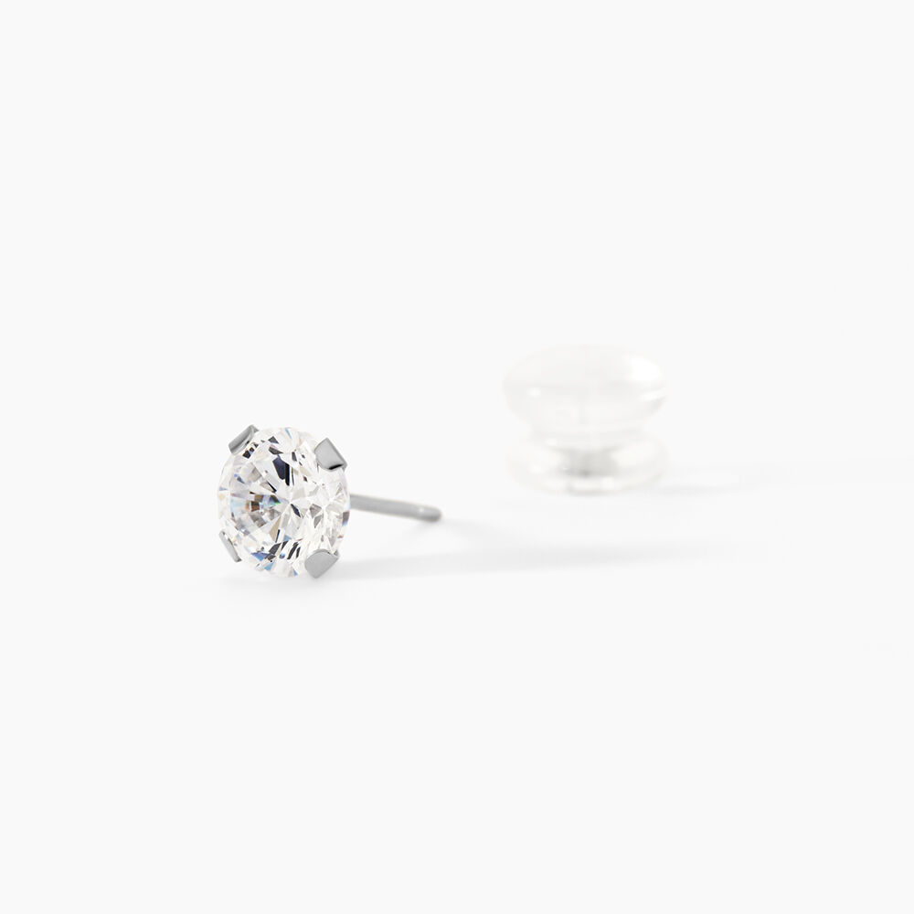 Boucles D'oreilles Puces Eddie Or Blanc Oxyde De Zirconium - Puces Femme | Marc Orian