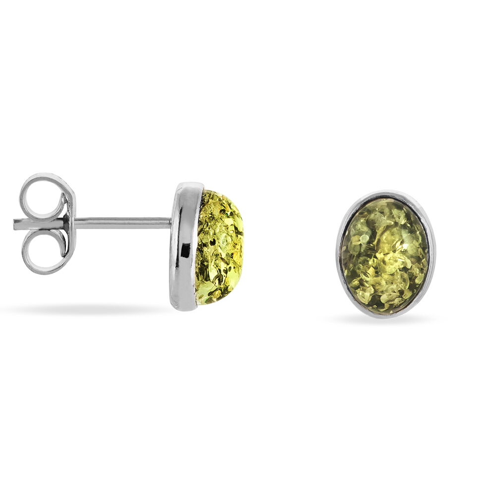 Boucles D'oreilles Puces Argent Blanc Anise Ambre - Puces Femme | Marc Orian