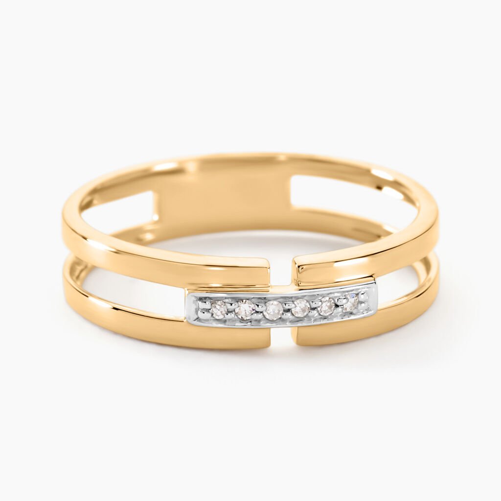 Bague Barrette Or Jaune Diamant - Bagues pierres pr&eacute;cieuses Femme | Marc Orian