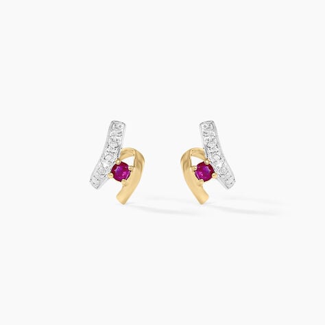 Boucles D'oreilles Puces Kirsten Or Jaune Rubis Et Diamant - Puces Femme | Marc Orian