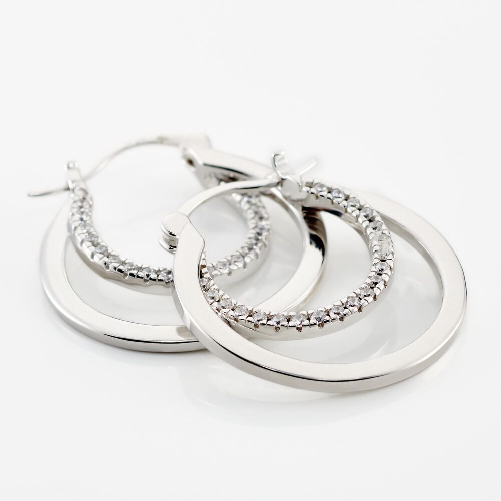 Créoles Argent Blanc Linnette Oxydes De Zirconium - Créoles Femme | Marc Orian